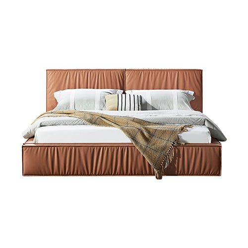 Louis King Bed Frame PU leather KD Slat in Wooden Legs - Furniture > Bedroom > Beds & Bed Frames - Bedzy Australia