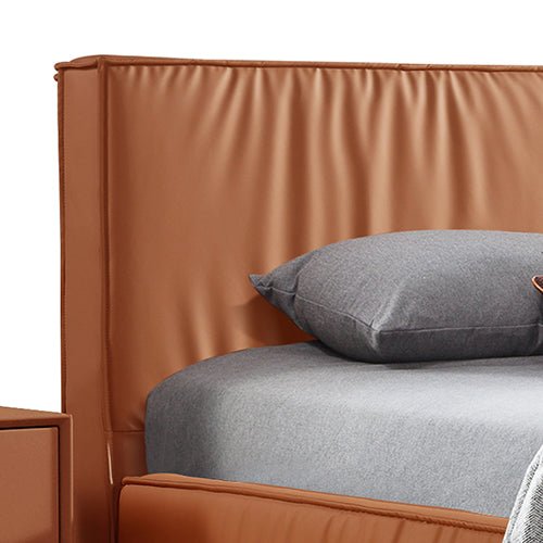 Louis King Bed Frame PU leather KD Slat in Wooden Legs - Furniture > Bedroom > Beds & Bed Frames - Bedzy Australia