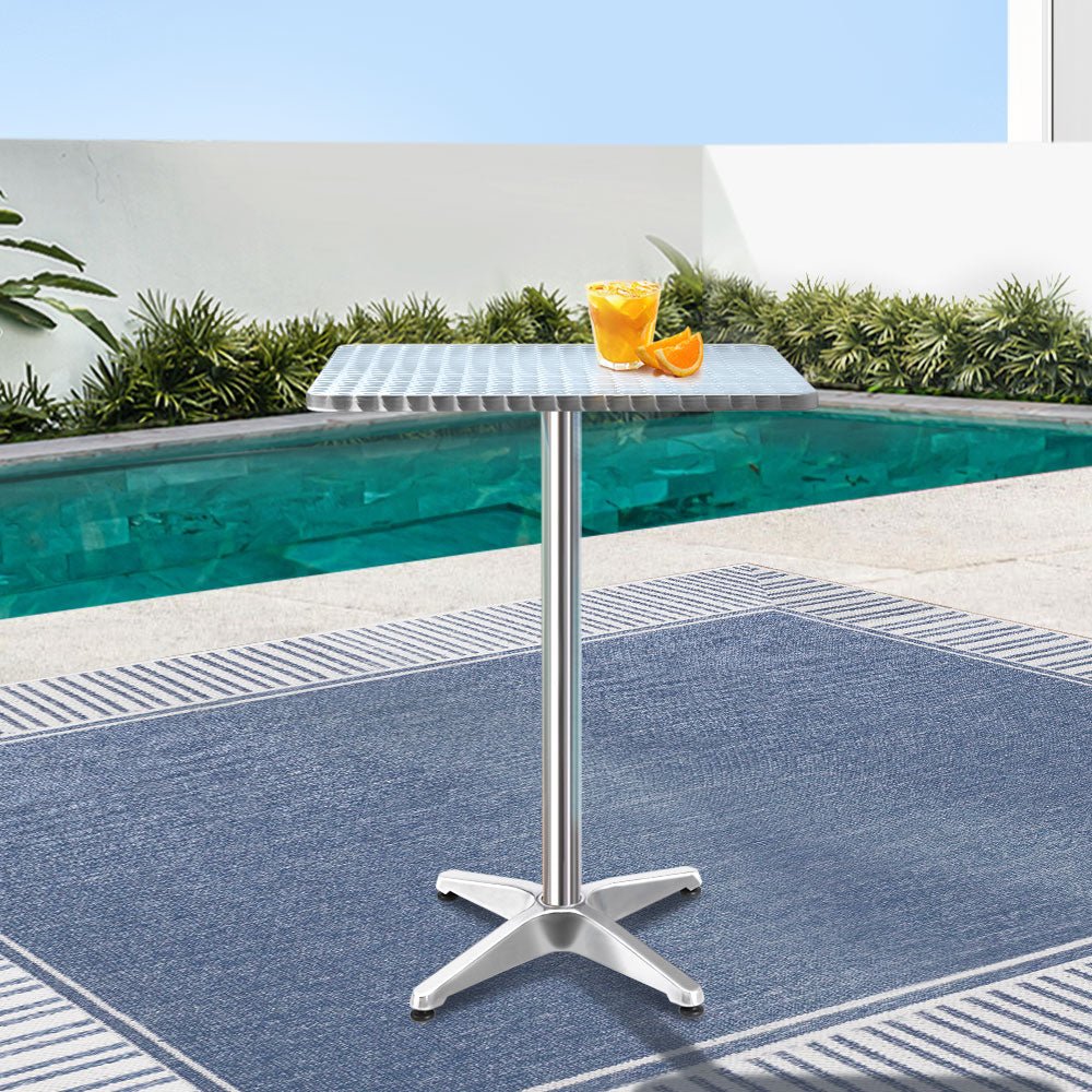 Outdoor Bar Table Adjustable Aluminium Square 70/110cm - Furniture > Outdoor - Bedzy Australia