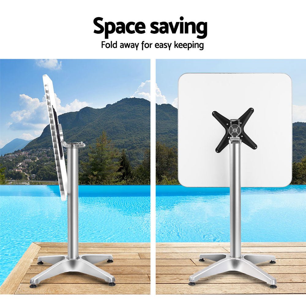 Outdoor Bar Table Adjustable Aluminium Square 70/110cm - Furniture > Outdoor - Bedzy Australia