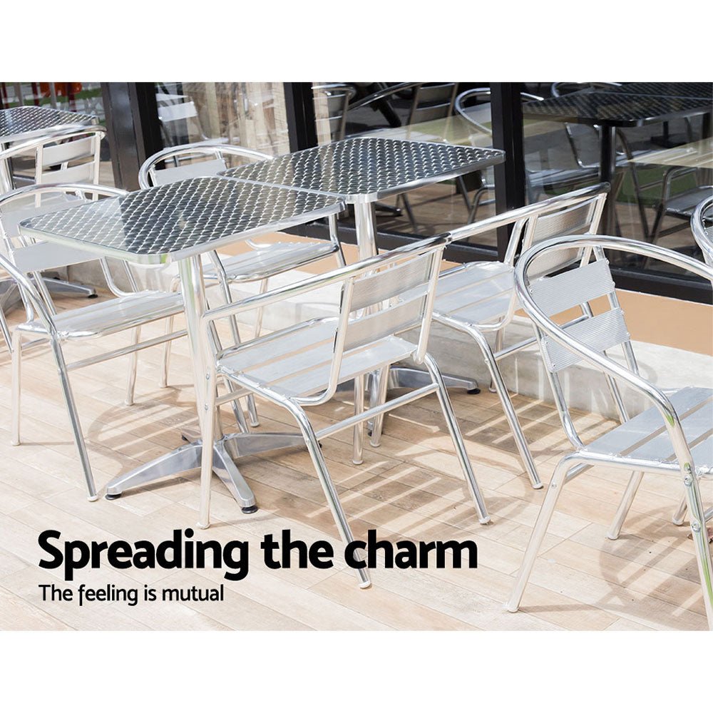 Outdoor Bar Table Adjustable Aluminium Square 70/110cm - Furniture > Outdoor - Bedzy Australia