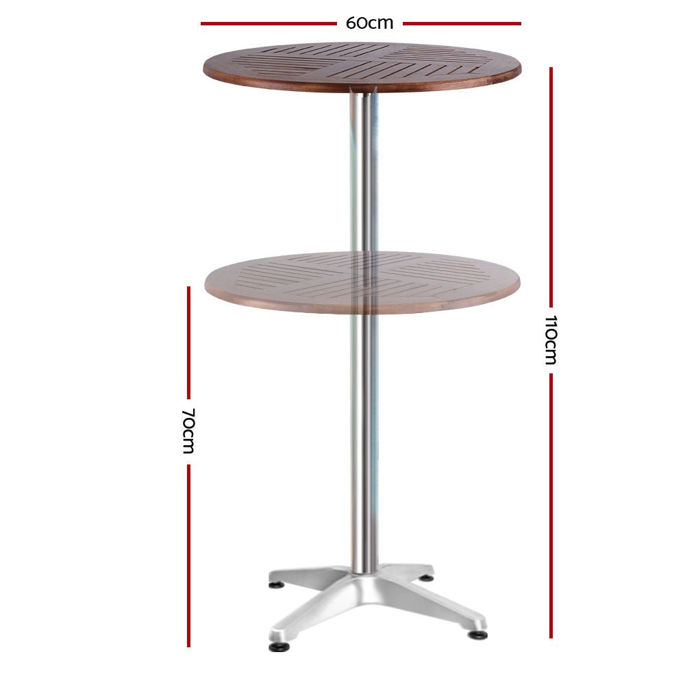 Outdoor Bar Table Wooden Cafe Table Aluminium Pole Round - Furniture > Outdoor - Bedzy Australia