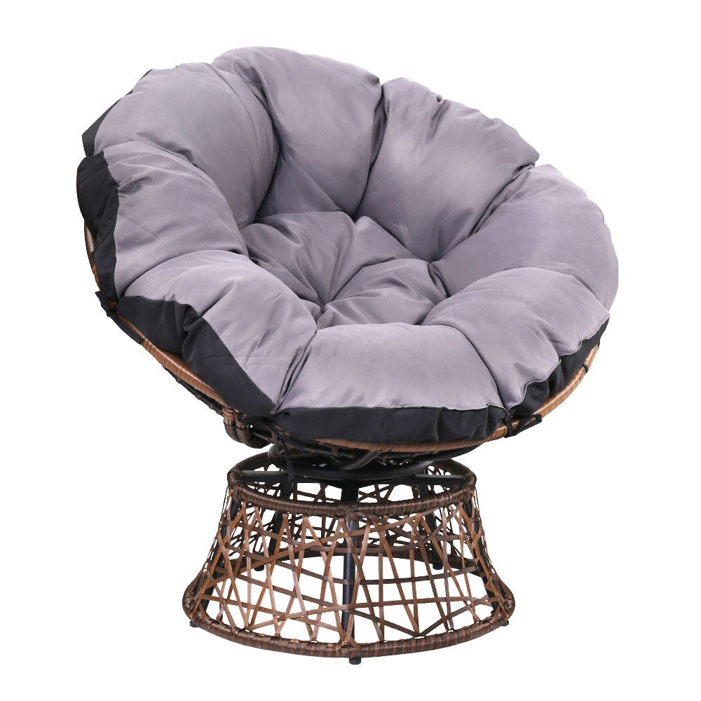 Outdoor Chairs Outdoor Furniture Papasan Chair Wicker Patio Garden Brown - Furniture > Bar Stools & Chairs - Bedzy Australia