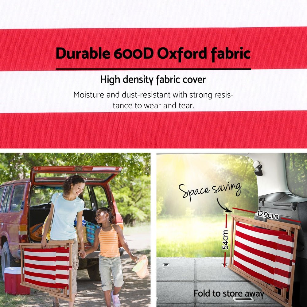 Outdoor Deck Chair Wooden Sun Lounge Folding Beach Patio Furniture Red - Furniture > Outdoor - Bedzy Australia