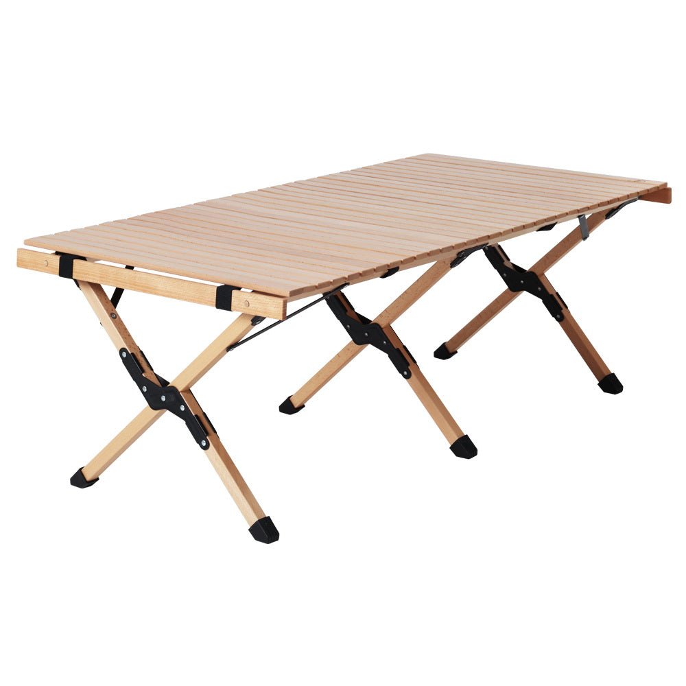 Outdoor Furniture Wooden Egg Roll Picnic Table Camping Desk 120CM - Furniture > Outdoor - Bedzy Australia