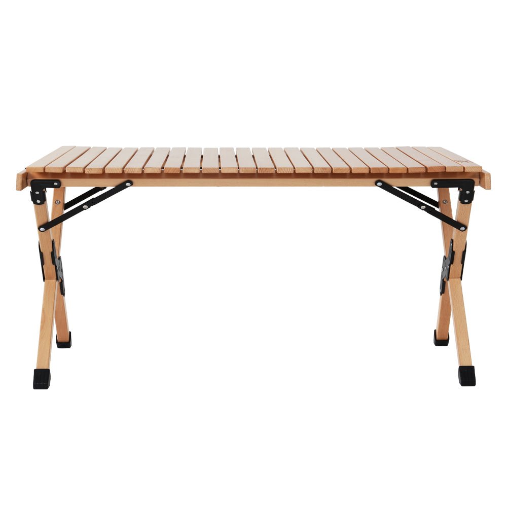 Outdoor Furniture Wooden Egg Roll Picnic Table Camping Desk 90CM - Furniture > Outdoor - Bedzy Australia