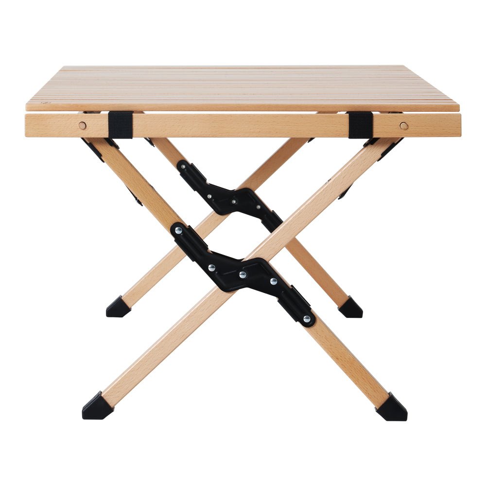 Outdoor Furniture Wooden Egg Roll Picnic Table Camping Desk 90CM - Furniture > Outdoor - Bedzy Australia
