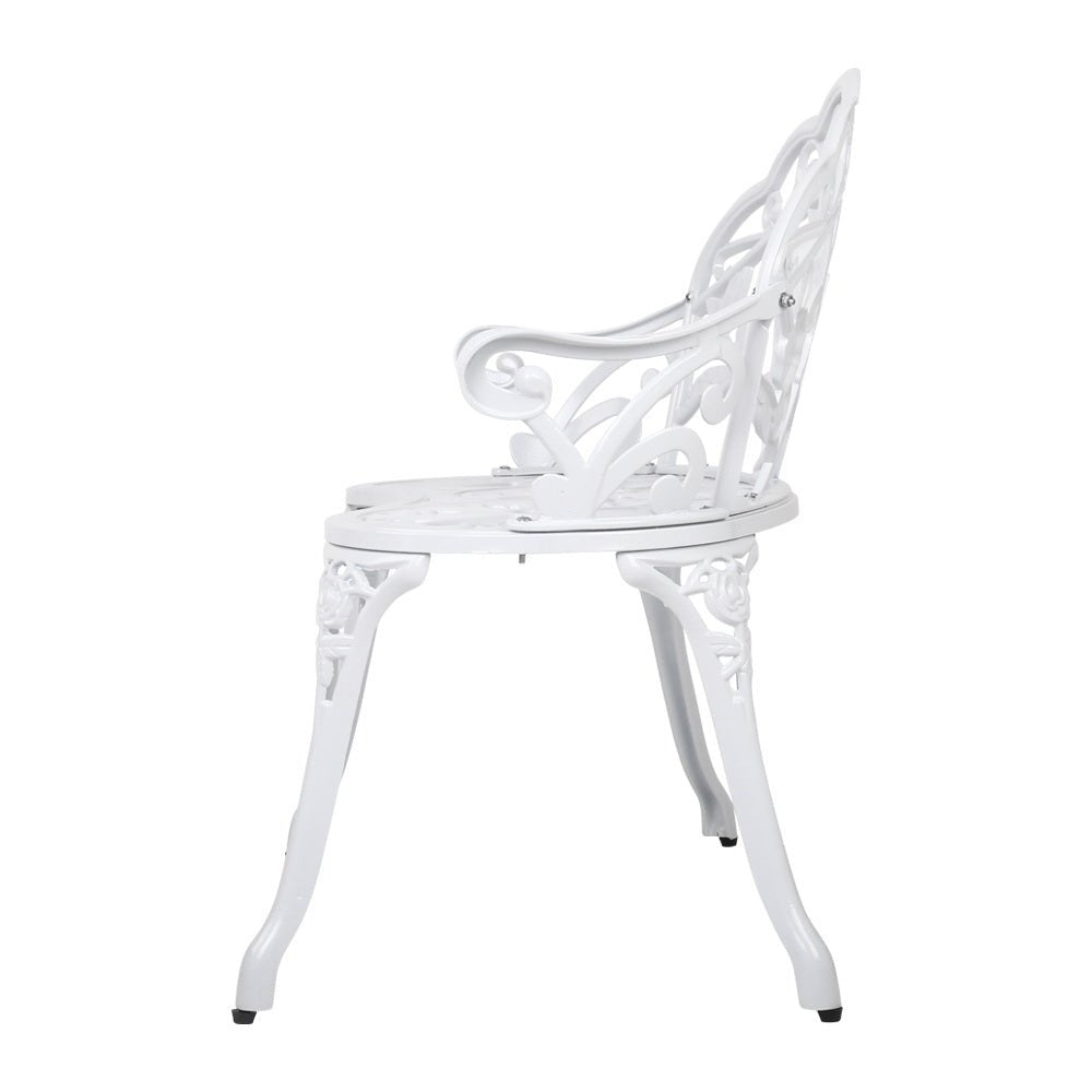 Outdoor Garden Bench Seat 100cm Cast Aluminium Outdoor Patio Chair Vintage White - Furniture > Outdoor - Bedzy Australia