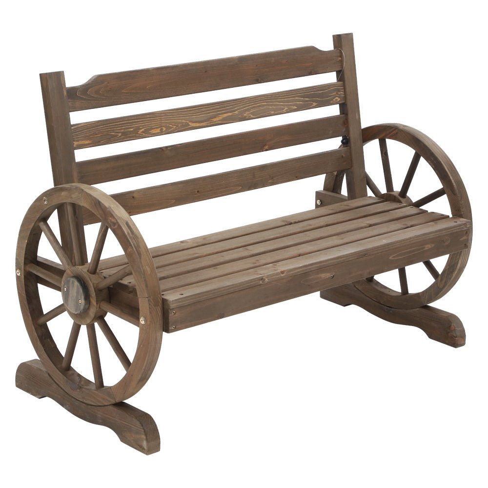 Outdoor Garden Bench Wooden 2 Seat Wagon Chair Patio Furniture Teak - Furniture > Outdoor - Bedzy Australia