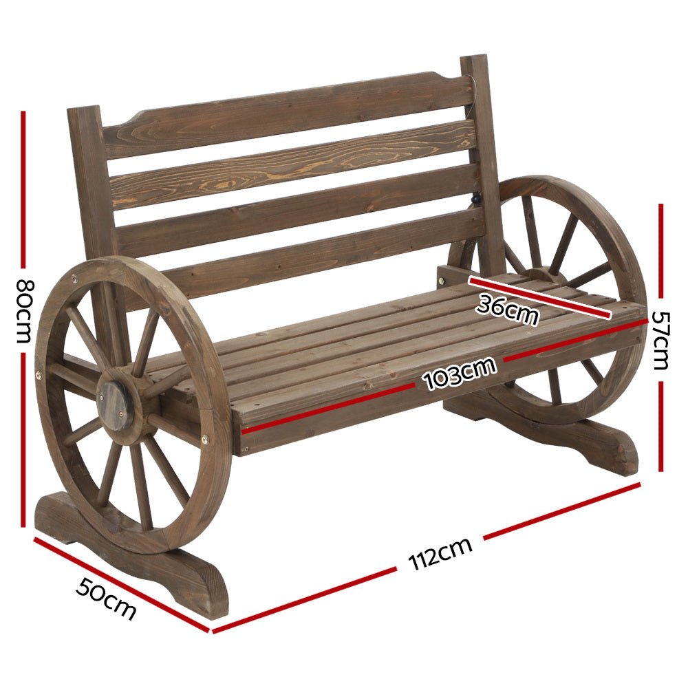 Outdoor Garden Bench Wooden 2 Seat Wagon Chair Patio Furniture Teak - Furniture > Outdoor - Bedzy Australia