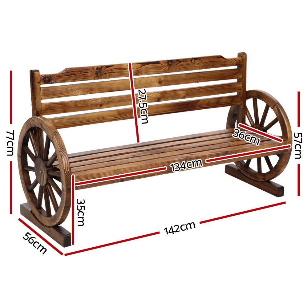 Outdoor Garden Bench Wooden 3 Seat Wagon Chair Lounge Patio Furniture - Furniture > Outdoor - Bedzy Australia