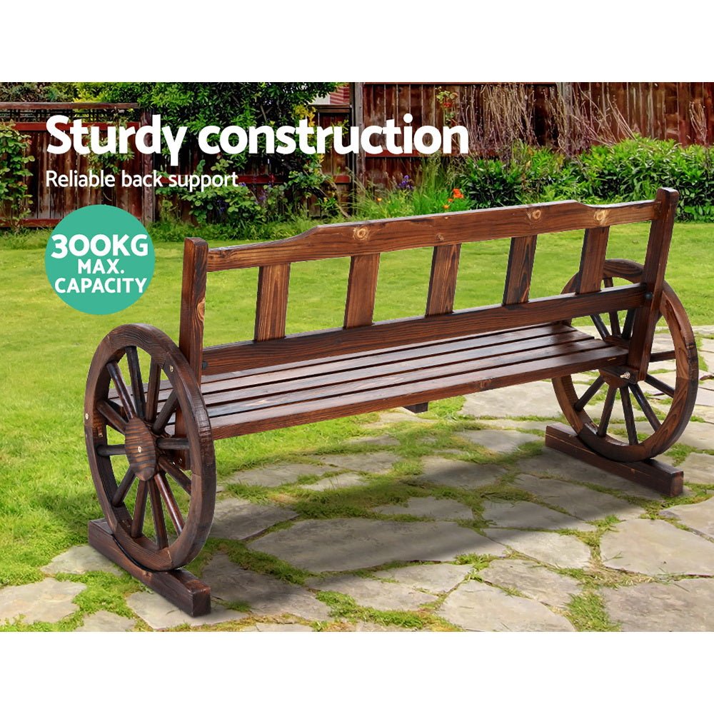 Outdoor Garden Bench Wooden 3 Seater Wagon Chair Lounge Patio Furniture - Furniture > Outdoor - Bedzy Australia