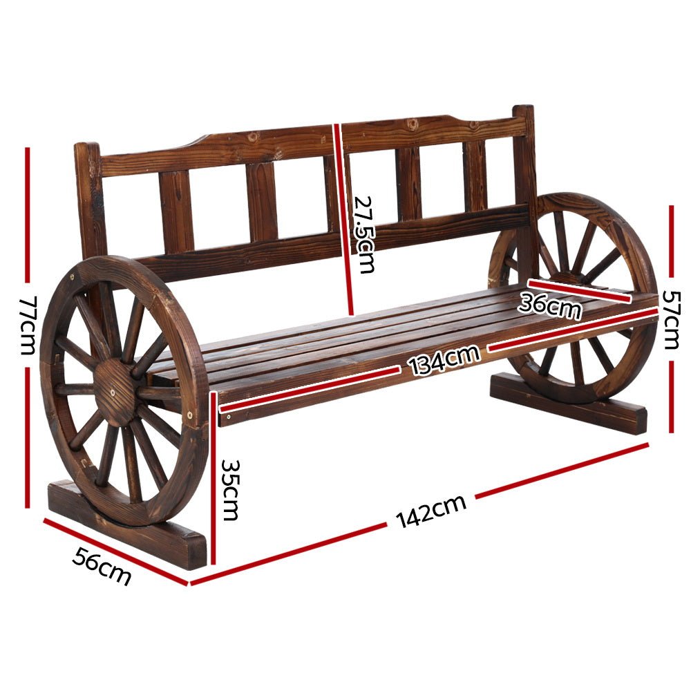 Outdoor Garden Bench Wooden 3 Seater Wagon Chair Lounge Patio Furniture - Furniture > Outdoor - Bedzy Australia