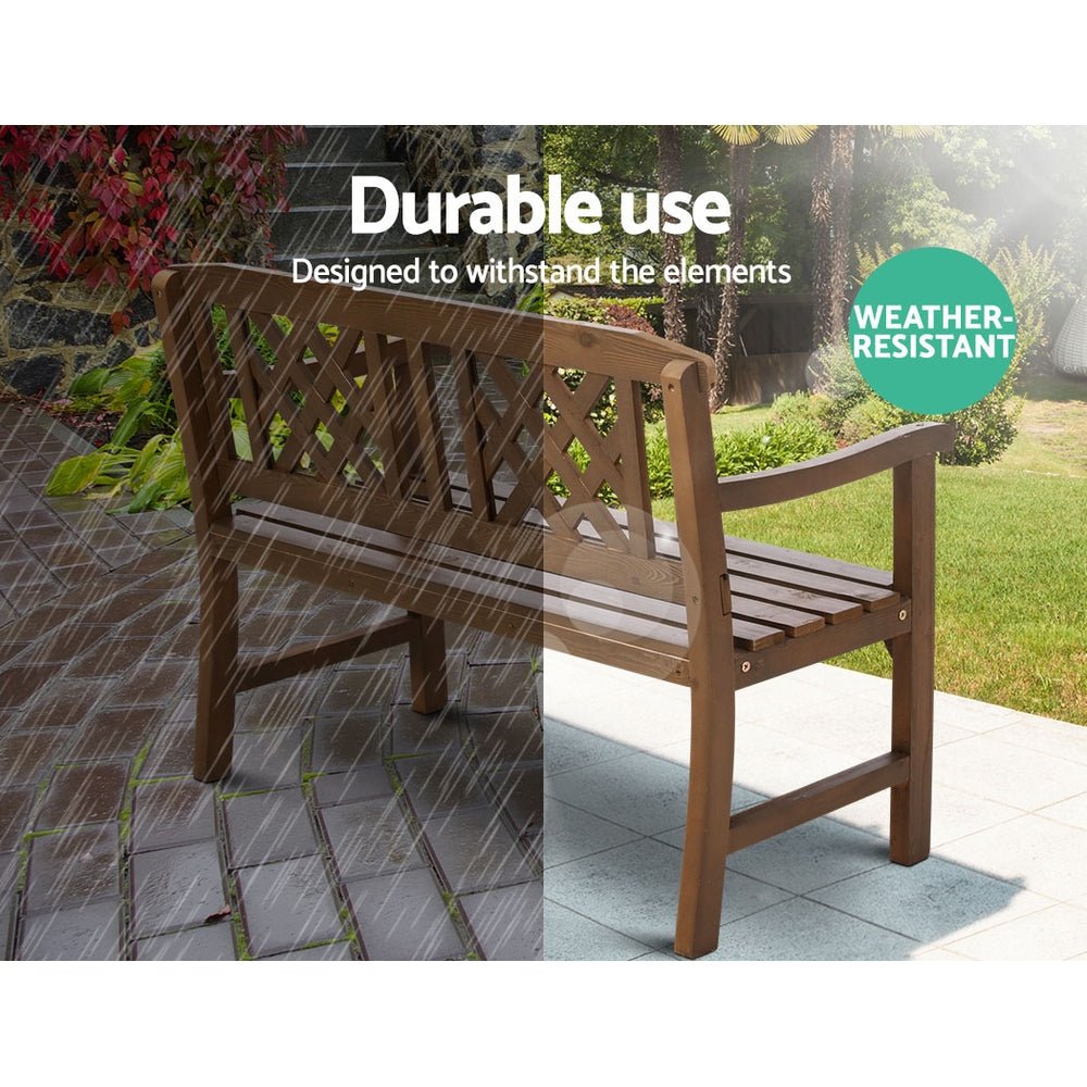 Outdoor Garden Bench Wooden Chair 2 Seat Patio Furniture Lounge Natural - Furniture > Outdoor - Bedzy Australia