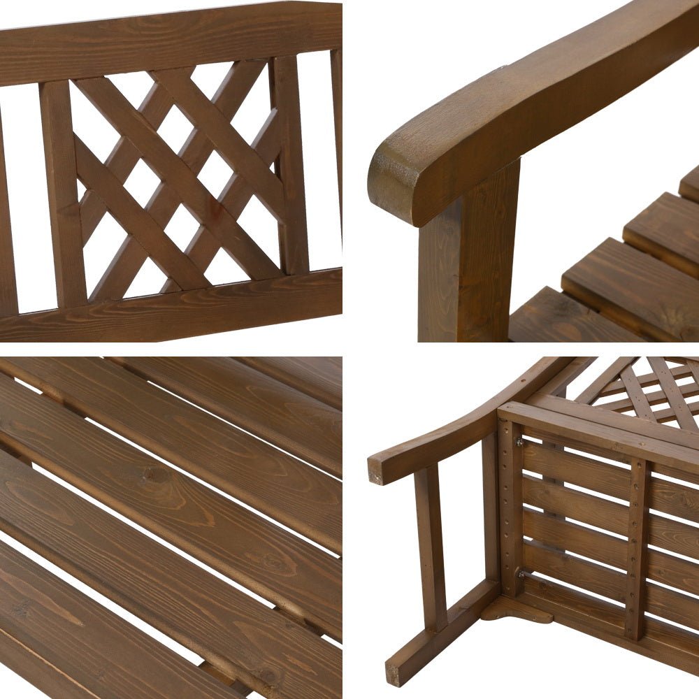 Outdoor Garden Bench Wooden Chair 2 Seat Patio Furniture Lounge Natural - Furniture > Outdoor - Bedzy Australia