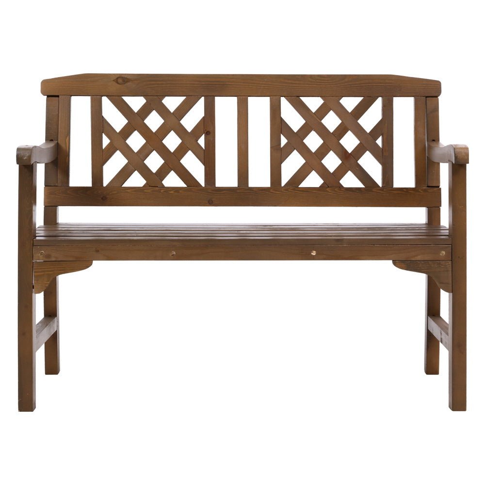Outdoor Garden Bench Wooden Chair 2 Seat Patio Furniture Lounge Natural - Furniture > Outdoor - Bedzy Australia