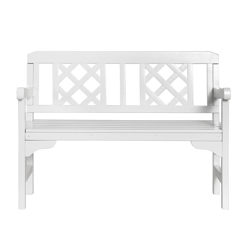 Outdoor Garden Bench Wooden Chair 2 Seat Patio Furniture Lounge White - Furniture > Outdoor - Bedzy Australia