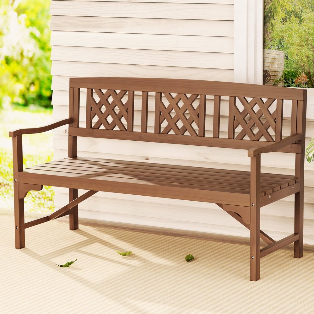 Outdoor Garden Bench Wooden Chair 3 Seat Patio Furniture Lounge Natural - Furniture > Outdoor - Bedzy Australia