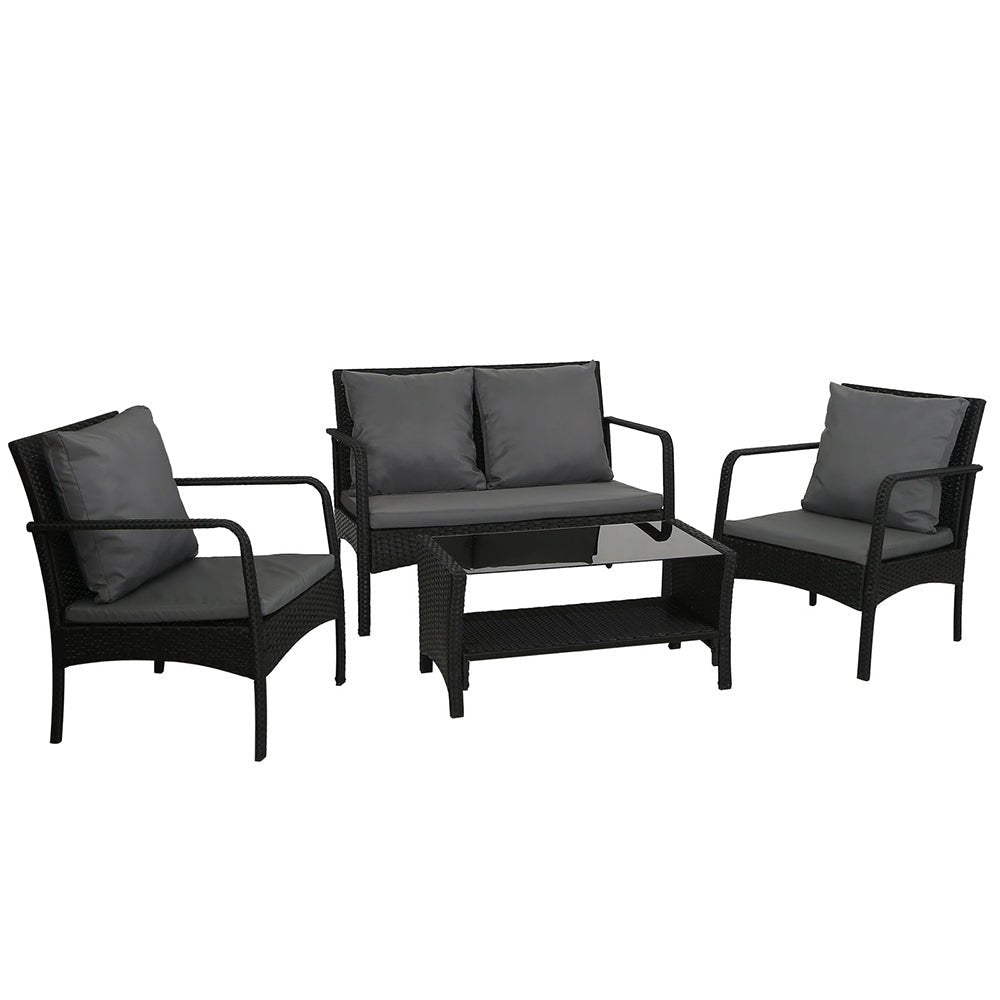 Outdoor Sofa Set Lounge Setting Wicker Table and Chairs Garden Patio Furniture - Furniture > Outdoor - Bedzy Australia