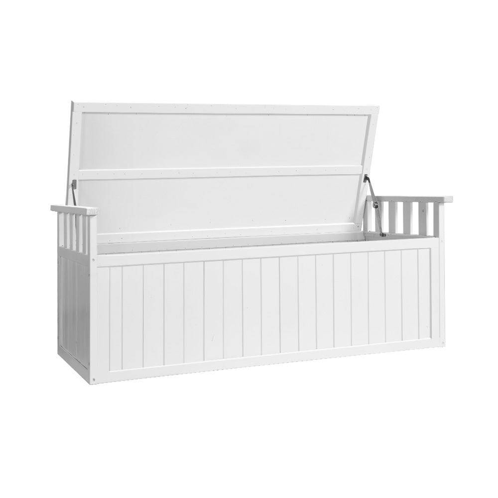 Outdoor Storage Bench Box 129cm Wooden Garden Toy Chest Sheds Patio Furniture XL White - Furniture > Outdoor - Bedzy Australia