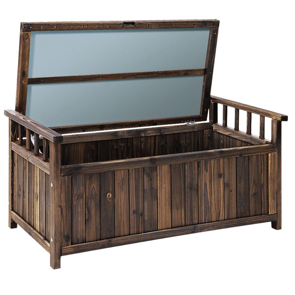 Outdoor Storage Bench Box Wooden Garden Toy Tool Shed Patio Furniture Charcoal - Furniture > Outdoor - Bedzy Australia
