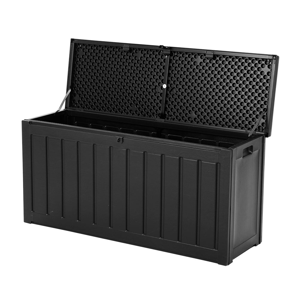 Outdoor Storage Box 240L Container Lockable Garden Bench Tool Shed Black - Home & Garden > Storage - Bedzy Australia