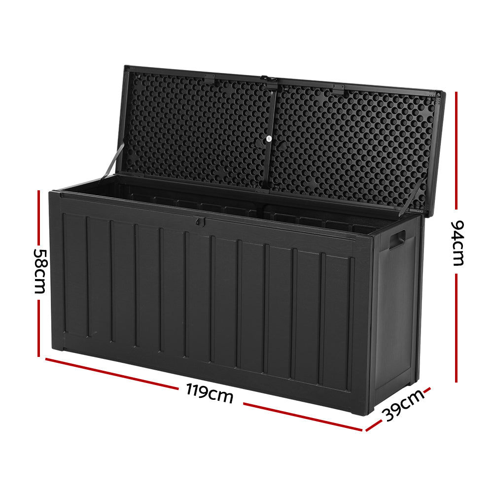 Outdoor Storage Box 240L Container Lockable Garden Bench Tool Shed Black - Home & Garden > Storage - Bedzy Australia