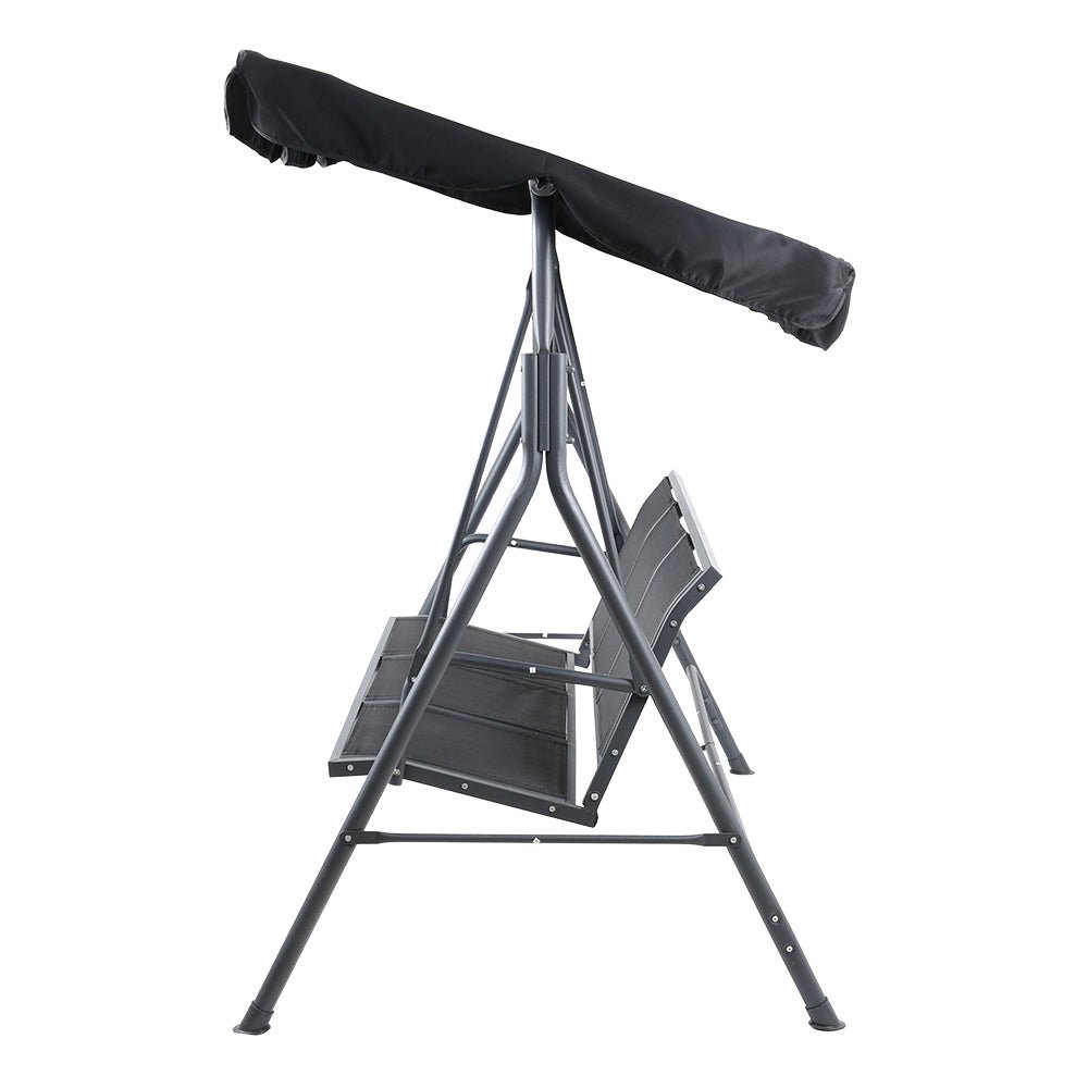 Outdoor Swing Chair Garden Bench Furniture Canopy 3 Seater Mesh Black - Furniture > Outdoor - Bedzy Australia