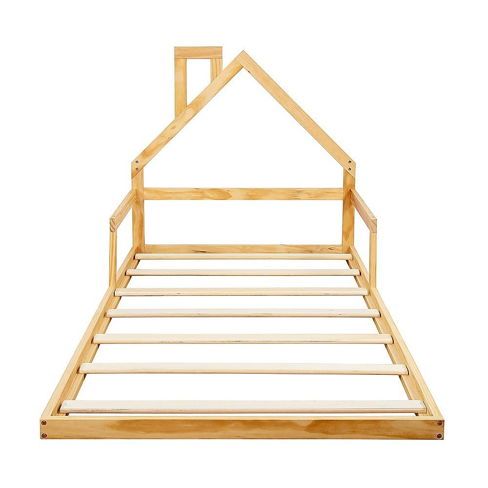 Pine Wood Floor Bed House Frame for Kids and Toddlers - Furniture > Bedroom - Bedzy Australia