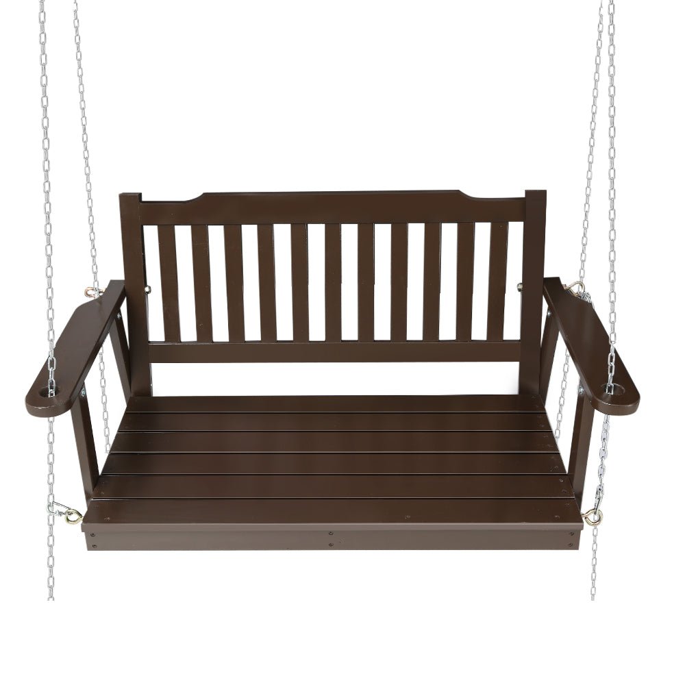 Porch Swing Chair with Chain Garden Bench Outdoor Furniture Wooden Brown - Furniture > Outdoor - Bedzy Australia