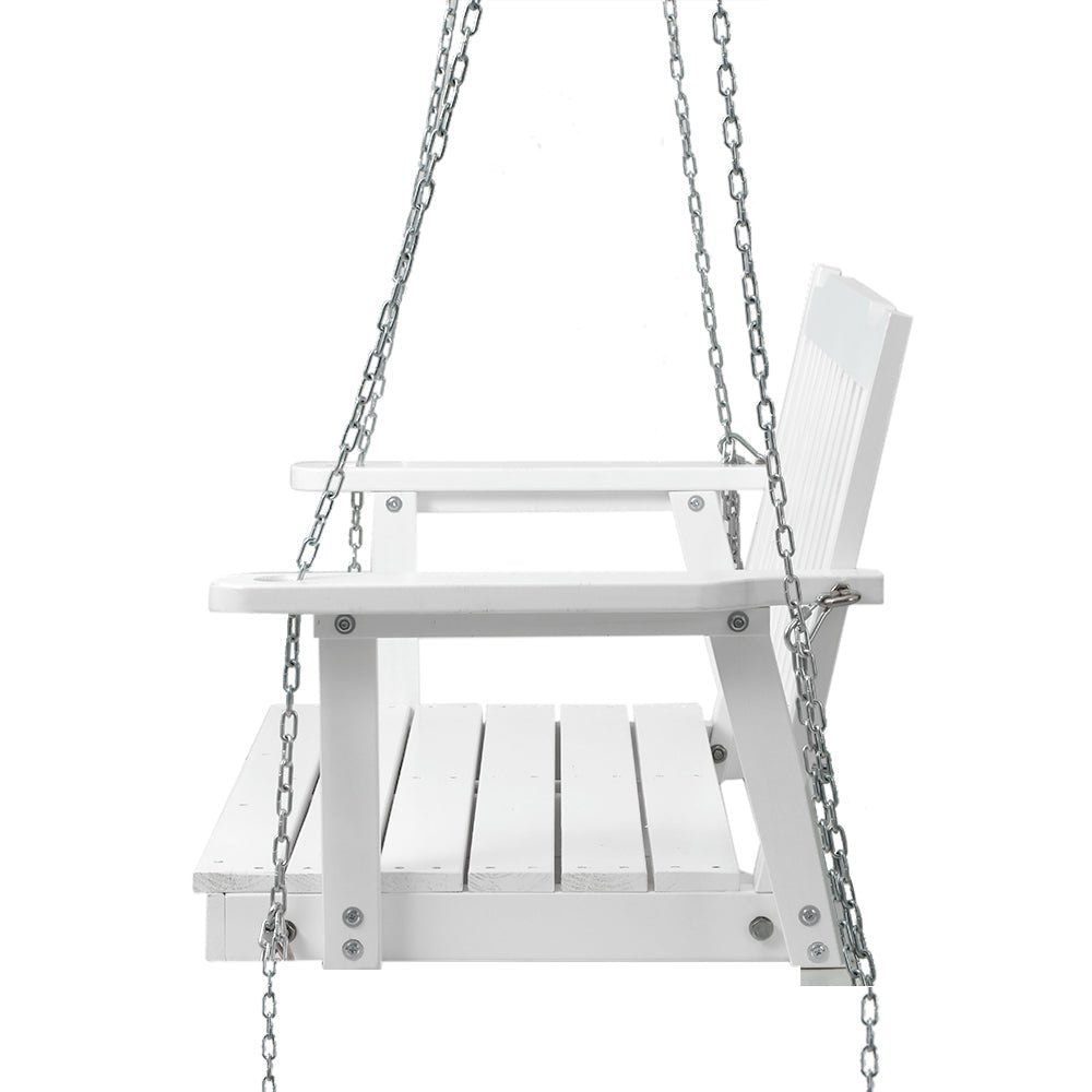 Porch Swing Chair with Chain Garden Bench Outdoor Furniture Wooden White - Furniture > Outdoor - Bedzy Australia