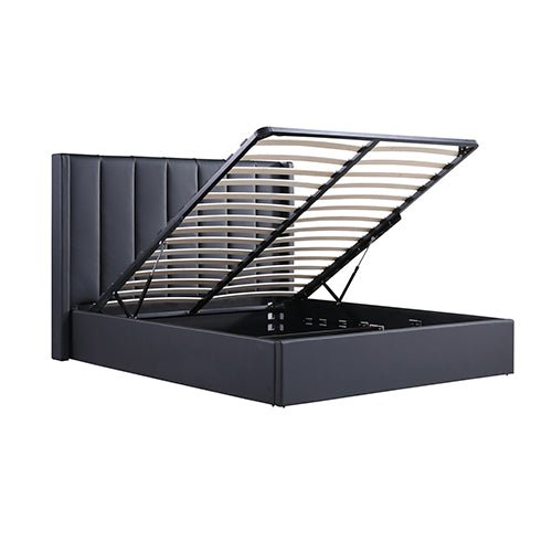 Prado Gas Lift Queen Bed Frame Non - woven Fabric MDF KD Slats - Furniture > Bedroom > Beds & Bed Frames - Bedzy Australia
