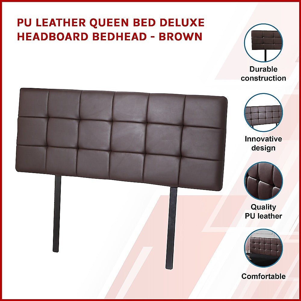 Queen Size | Deluxe Headboard Bedhead (Brown) - Bedzy Australia