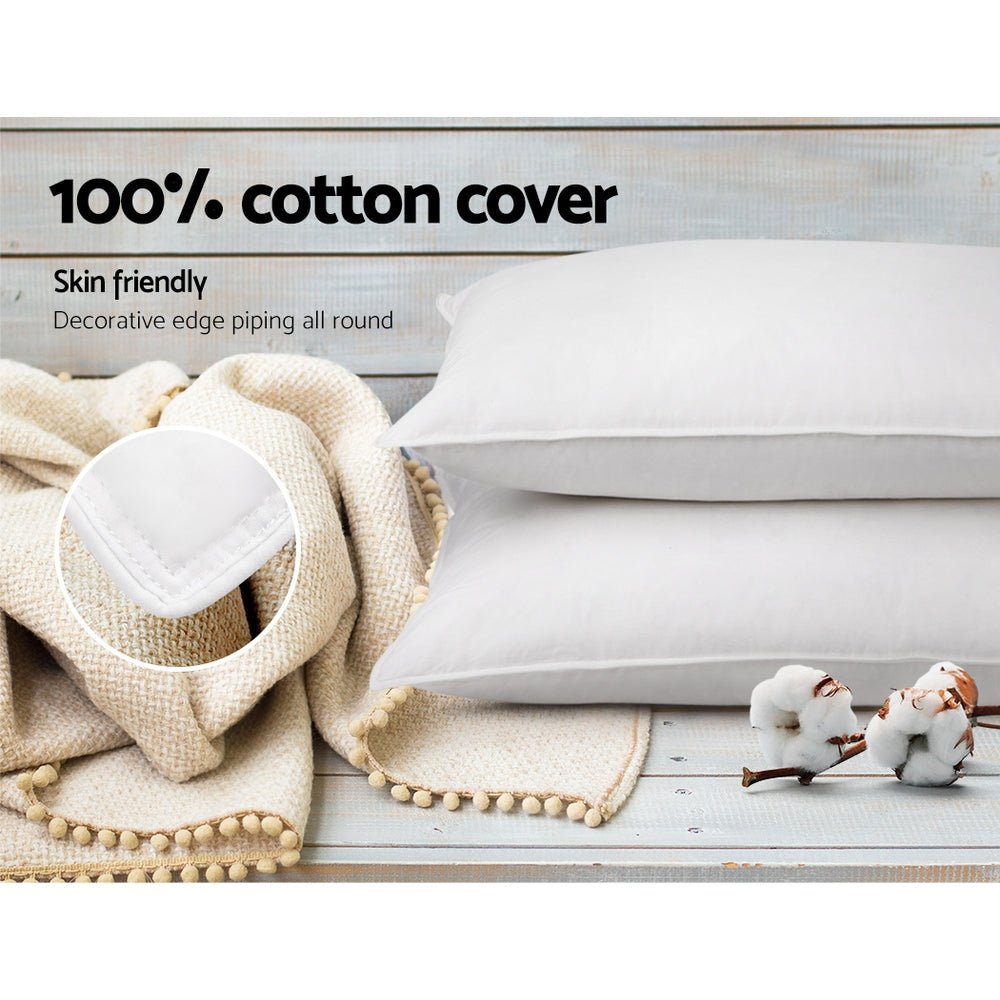 Set of 2 Duck Down Pillows - White - Bedzy Australia