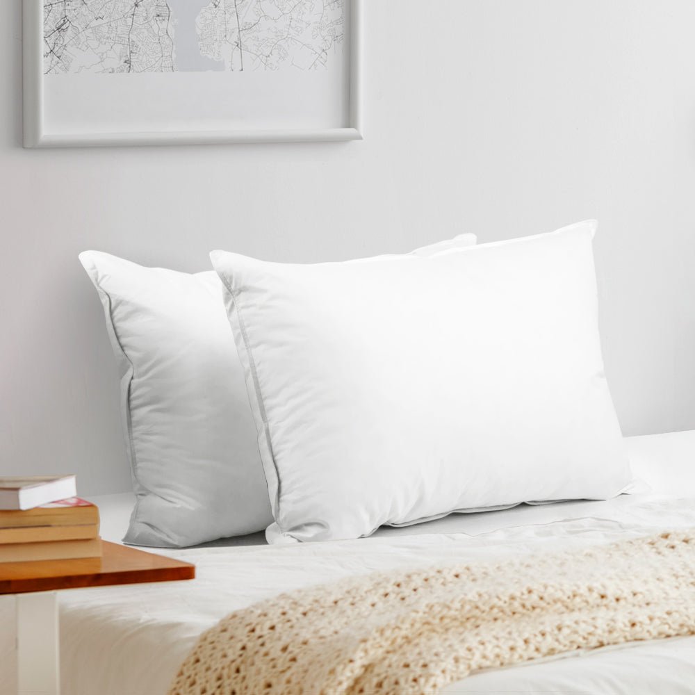Set of 2 Duck Down Pillows - White - Bedzy Australia