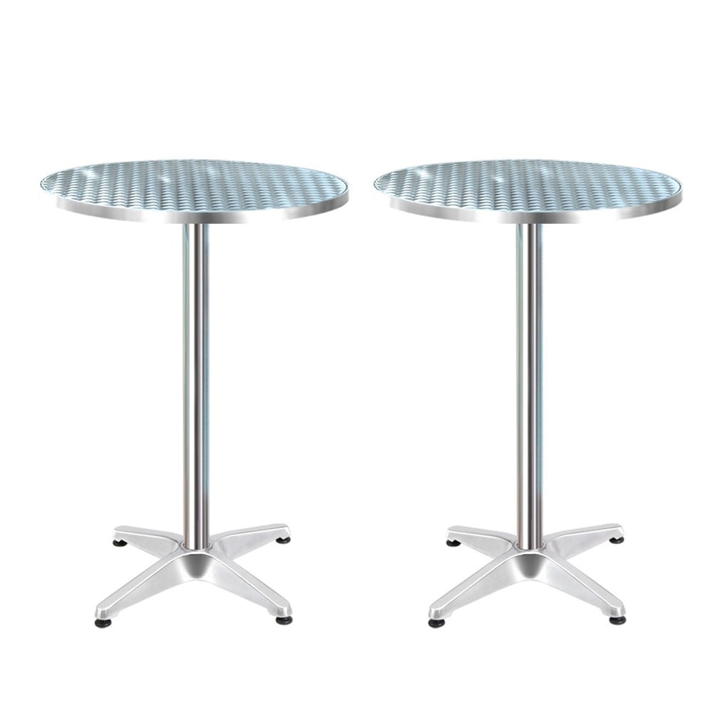 Set of 2 Outdoor Bar Table Aluminium Round 70/110CM - Furniture > Outdoor - Bedzy Australia