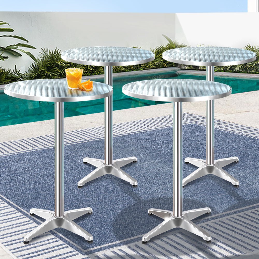 Set of 4 Outdoor Bar Table Aluminium Round 70/110CM - Furniture > Outdoor - Bedzy Australia