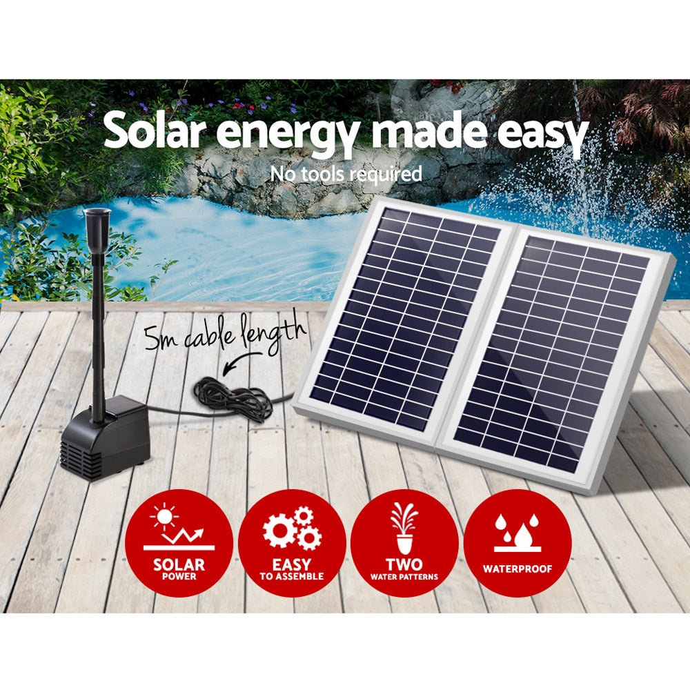 Solar Pond Pump with 2 Panels 7.2FT - Home & Garden > Fountains - Bedzy Australia