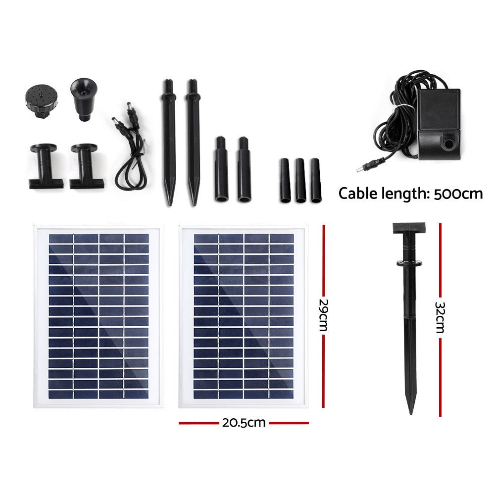 Solar Pond Pump with 2 Panels 7.2FT - Home & Garden > Fountains - Bedzy Australia