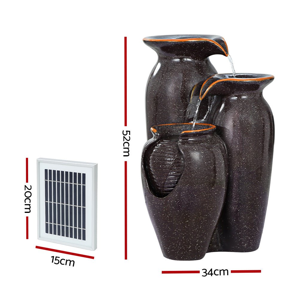 Solar Water Feature with LED Lights 3 Tiers 52cm - Home & Garden > Fountains - Bedzy Australia