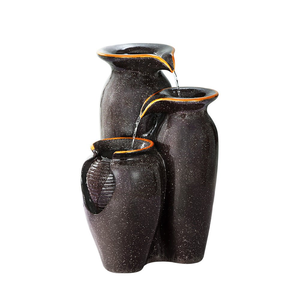 Solar Water Feature with LED Lights 3 Tiers 52cm - Home & Garden > Fountains - Bedzy Australia