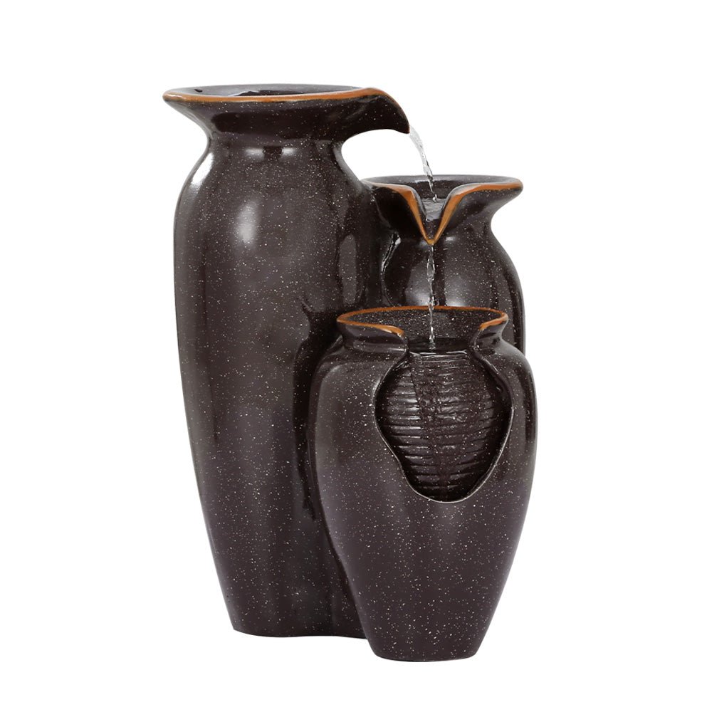 Solar Water Feature with LED Lights 3 Tiers 52cm - Home & Garden > Fountains - Bedzy Australia