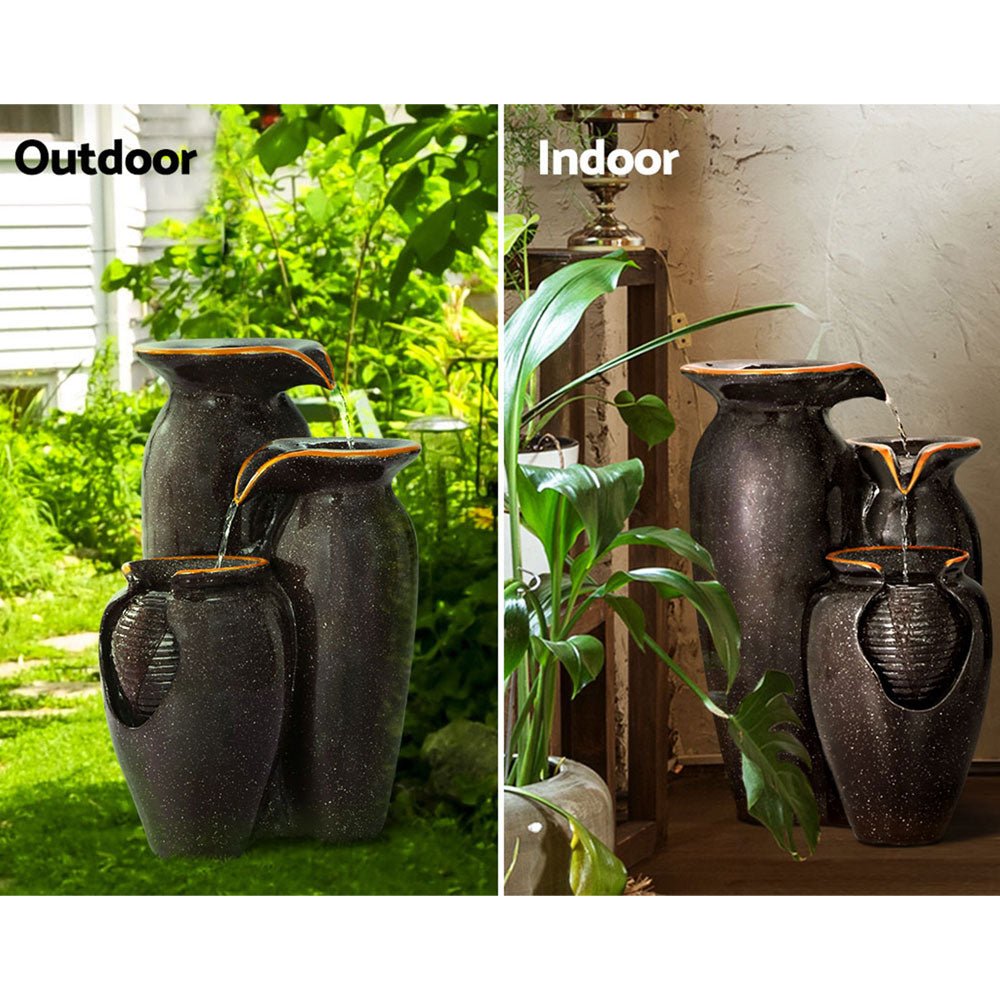 Solar Water Feature with LED Lights 3 Tiers 52cm - Home & Garden > Fountains - Bedzy Australia