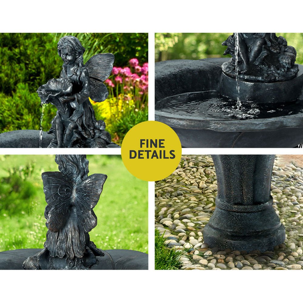 Solar Water Feature with LED Lights Angel 94cm - Home & Garden > Fountains - Bedzy Australia