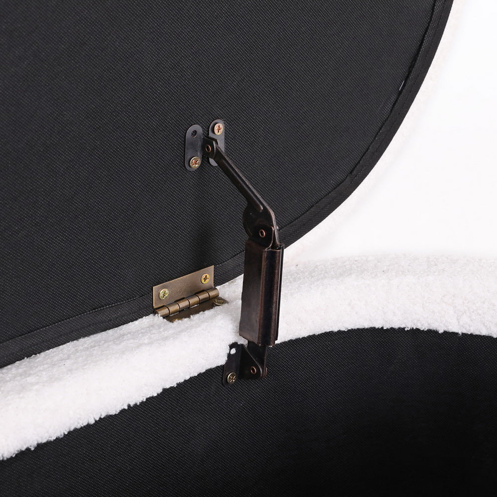 Storage Ottoman Blanket Box 87cm Boucle Fabric Oval - Furniture > Living Room - Bedzy Australia