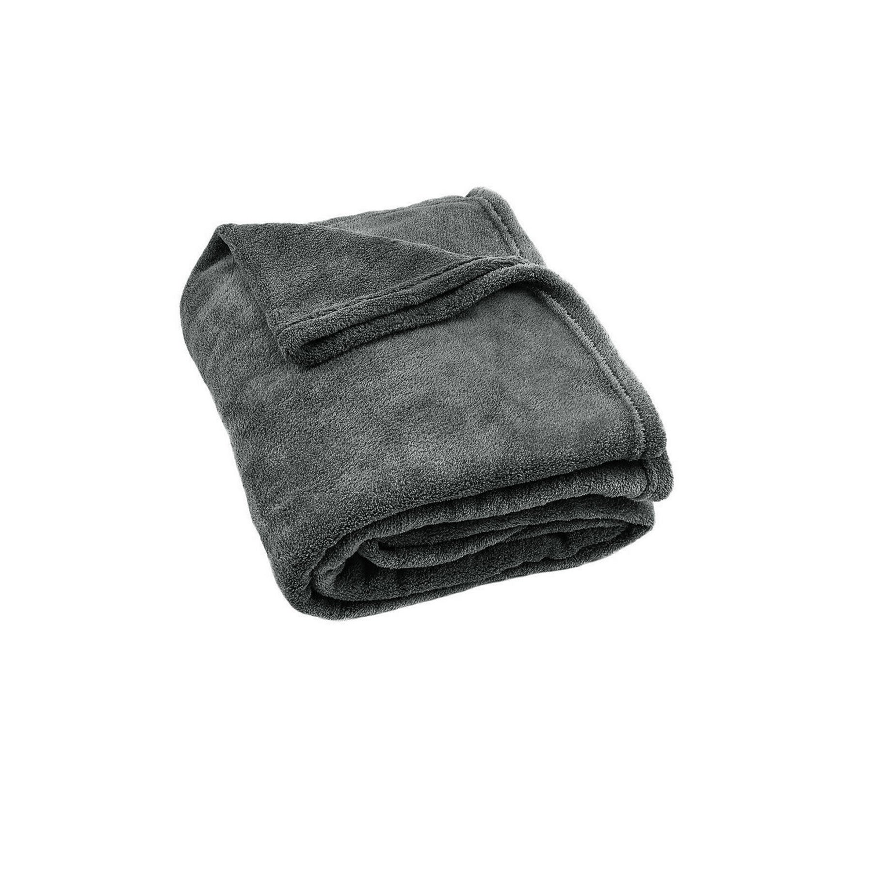 Super Soft Coral Fleece Large Throw Rug Grey - Home & Garden > Bedding - Bedzy Australia