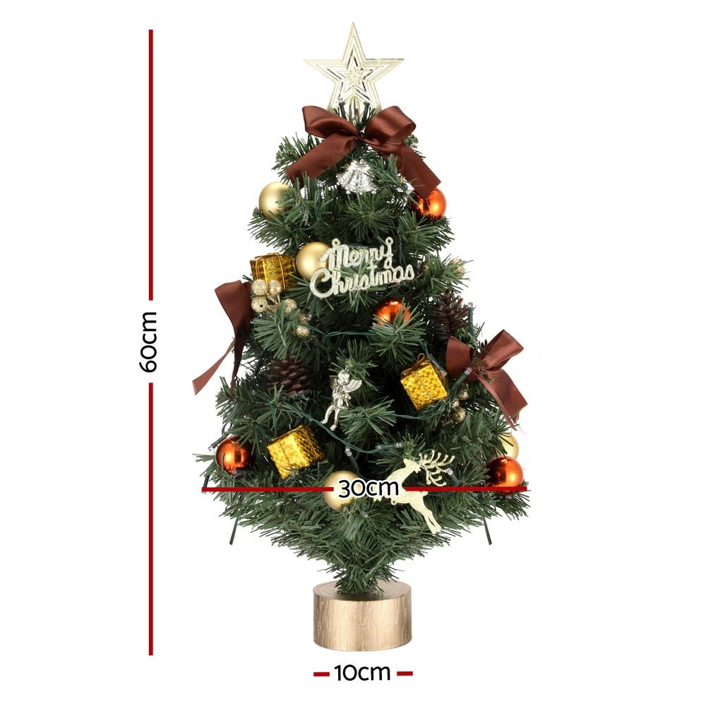 Tabletop Christmas Tree 60CM LED Xmas Tree Tree Topper Ornaments - Occasions > Christmas > Christmas Trees - Bedzy Australia