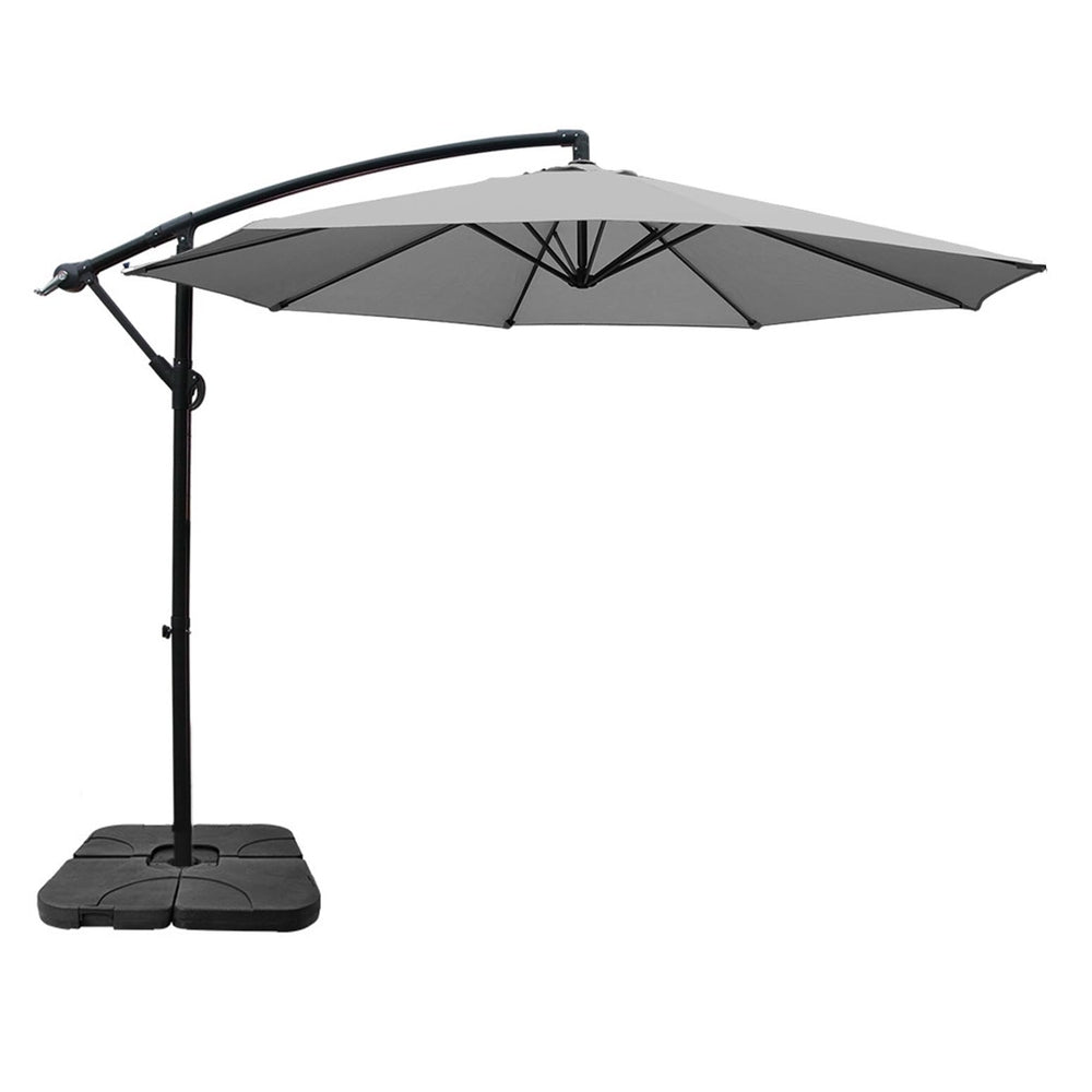 Umbrella Outdoor Umbrellas Cantilever Sun Stand UV Garden Base Grey 3M - Home & Garden > Shading - Bedzy Australia