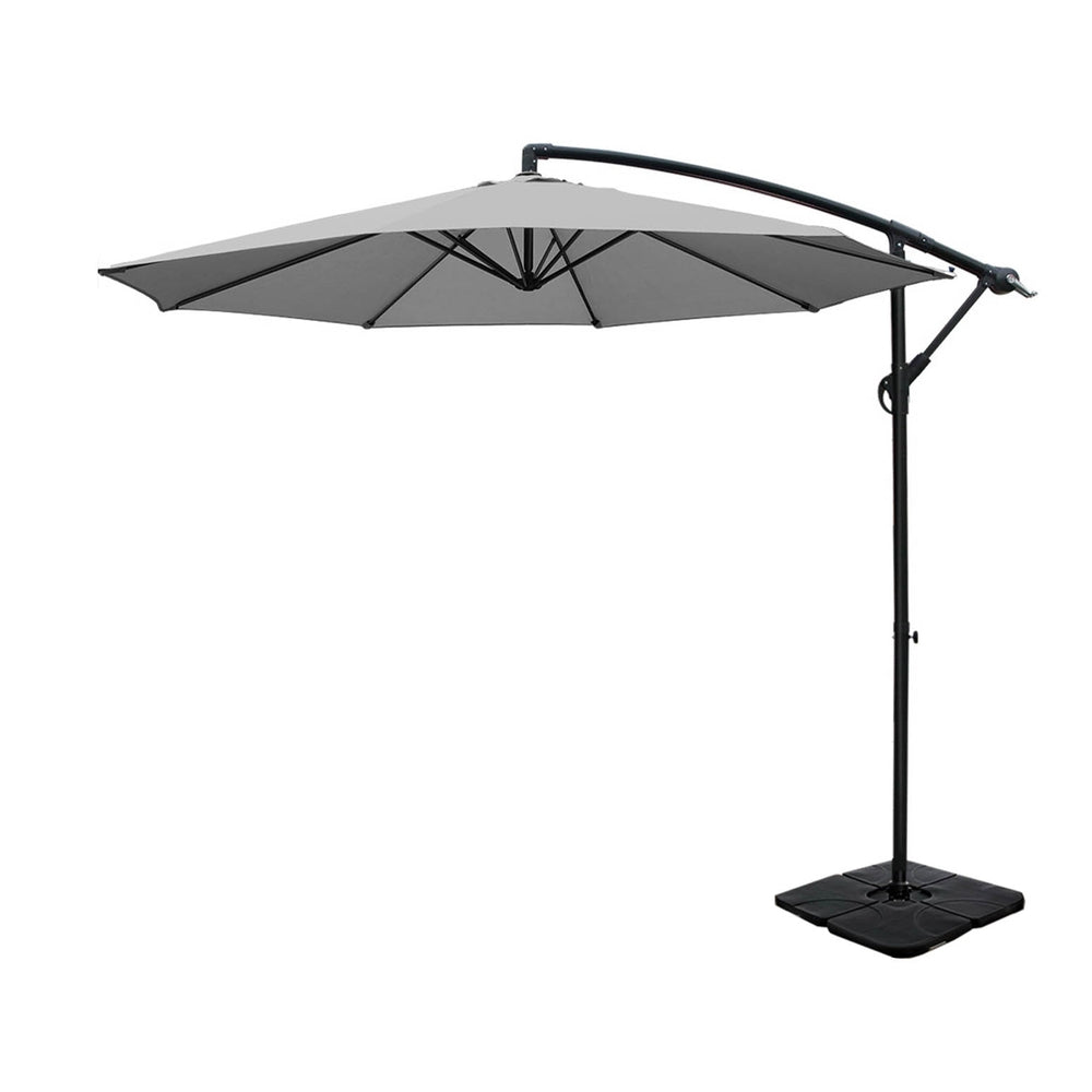 Umbrella Outdoor Umbrellas Cantilever Sun Stand UV Garden Base Grey 3M - Home & Garden > Shading - Bedzy Australia