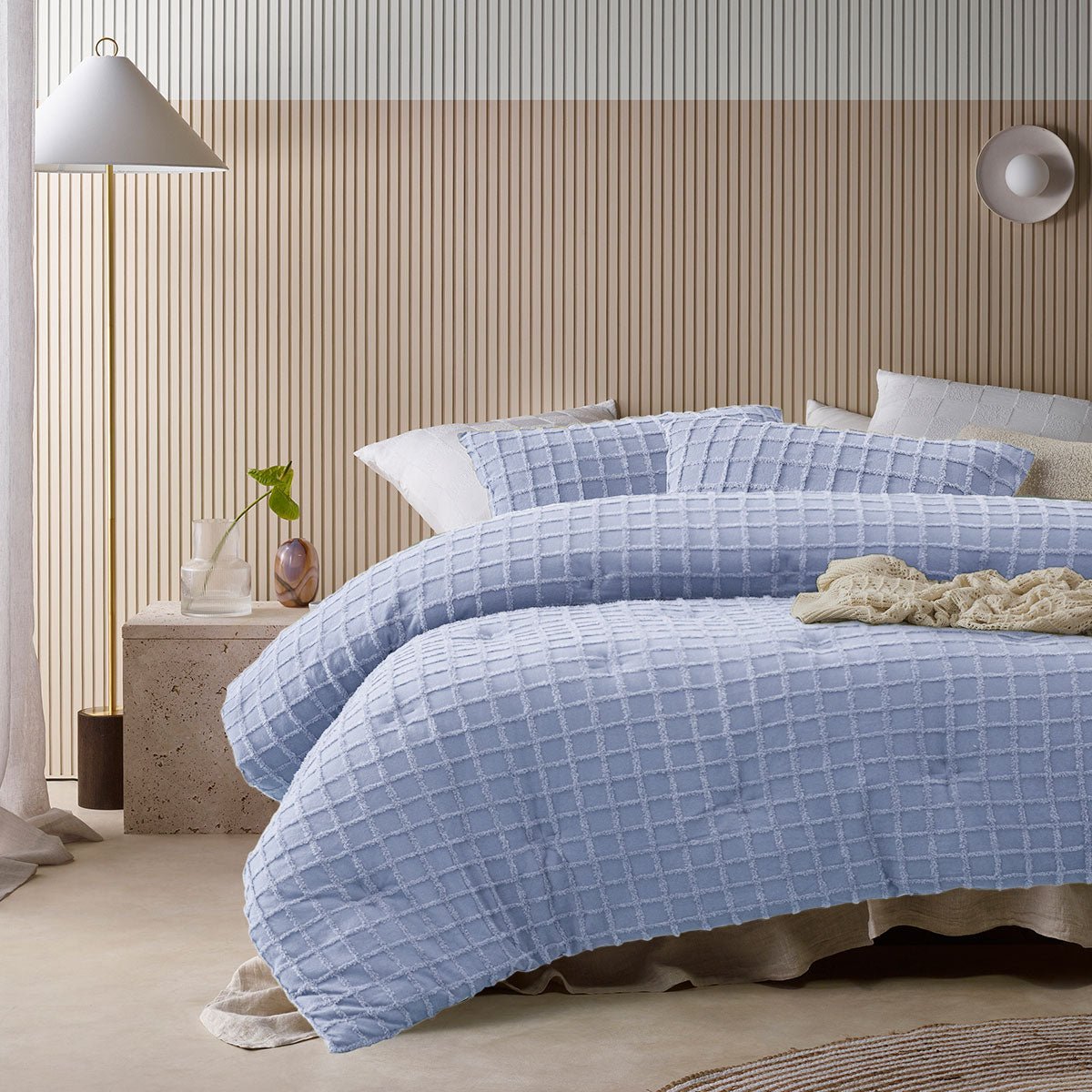 Vintage Design Homewares 3 Pcs Parquet Snooze Blue Comforter Set King - Home & Garden > Bedding > Quilts & Duvets - Bedzy Australia